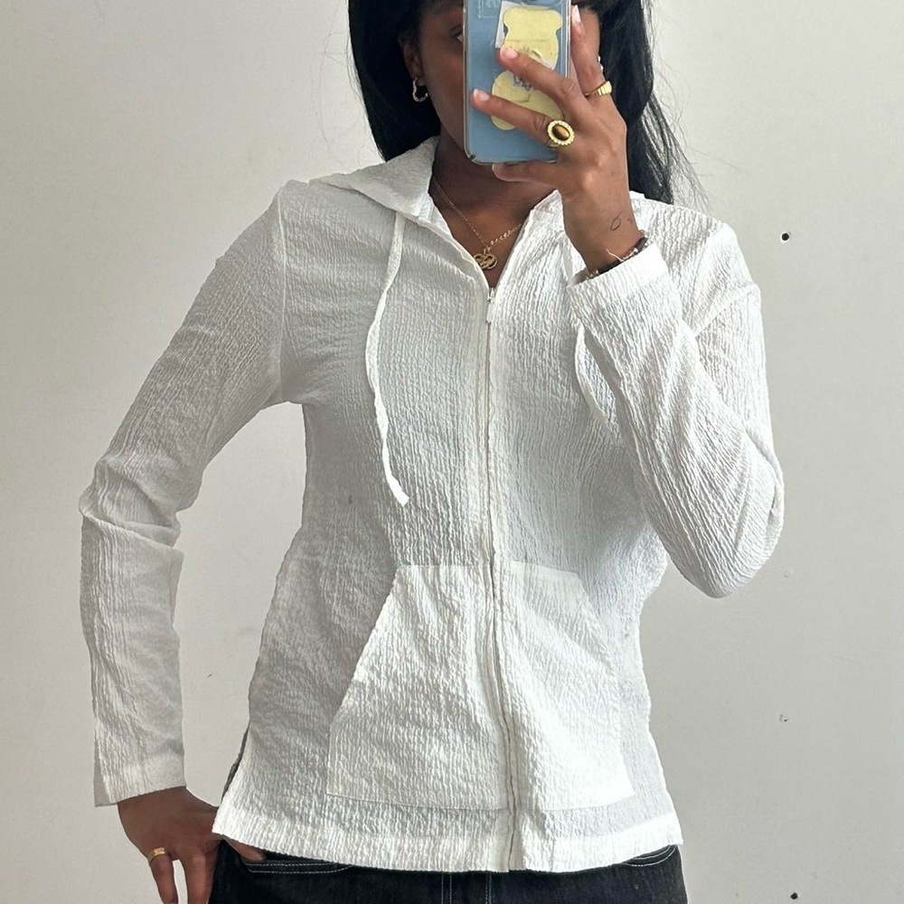 White Zip up Sweater